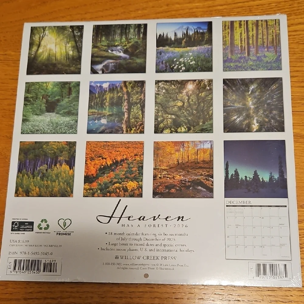2026 Heaven Has a Forest 18-Month Wall Calendar